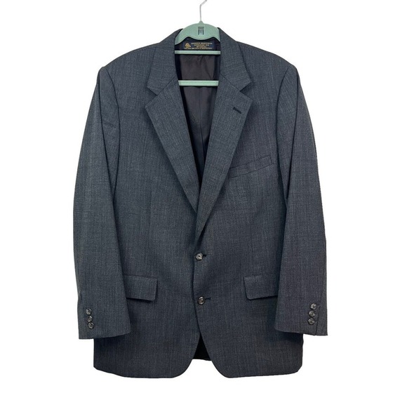 Brooks Brothers Wool Suit Blazer Sport Coat Men Lined Single Vent Gray Size 46L - Picture 1 of 6